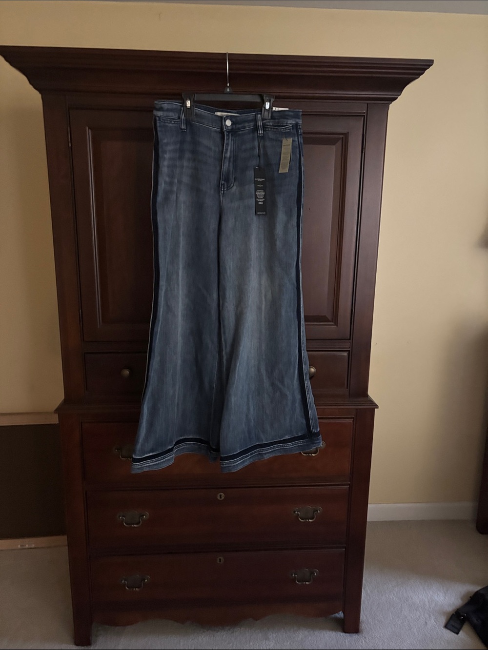 Liverpool Dark Blue Wide Leg Jeans with Side Trim